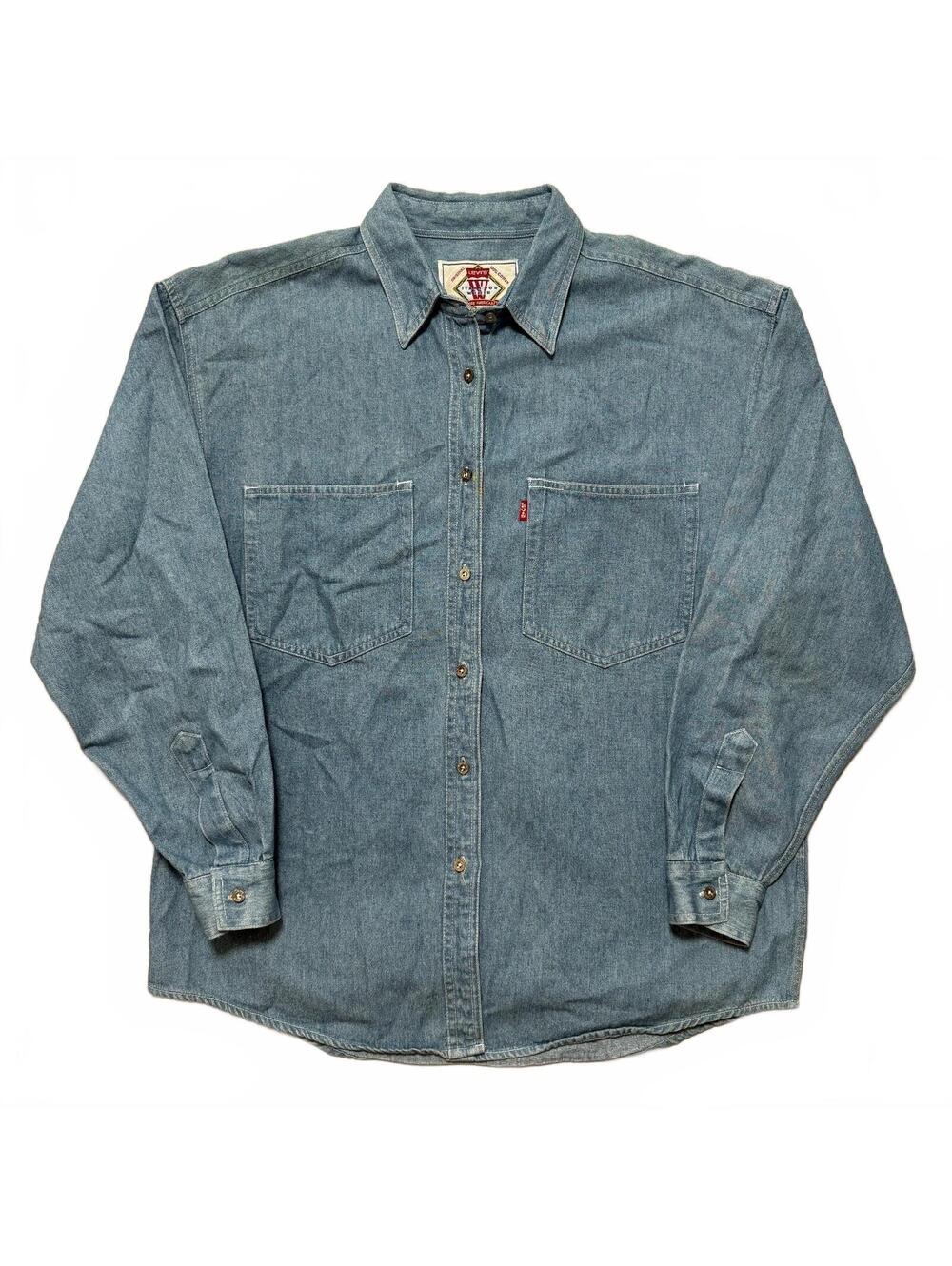 VTG 90's Levi's Denim Shirt Double Pocket Button Up Women's M Western Preppy
